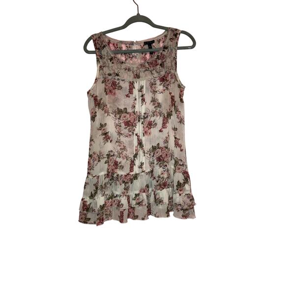 Fang babydoll tiered floral boho sheer tank top size XL - Picture 1 of 7